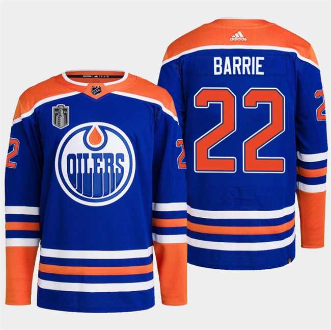 Mens Edmonton Oilers #22 Tyson Barrie Royal 2024 Stanley Cup Final Patch Stitched Jersey Dzhi